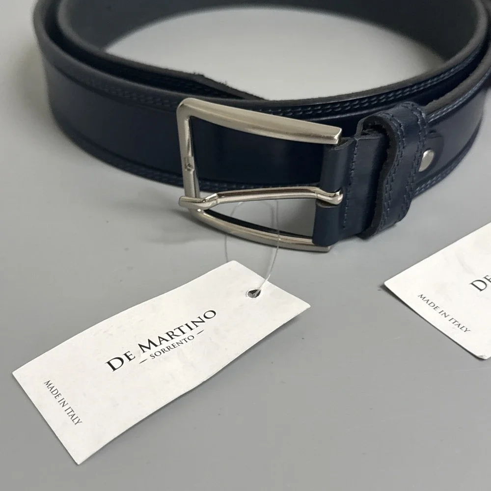 Lot 2 NWT De Martino Sorrento Genuine Leather Belts Blue Brown Size 45 Italy
